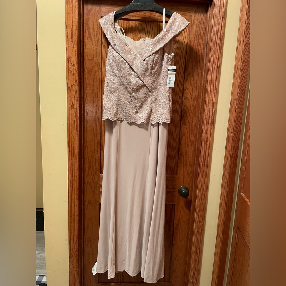 Cachet Blush Beaded Special Occassion Gown Floorlength Off the Shoulder